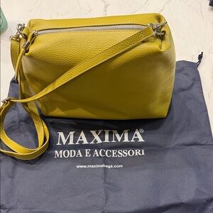 Maxima Yellow Leather Crossbody Bag